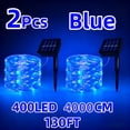 [2-Pack] 130ft 400 LED Solar String Lights, IP44 Waterproof Copper Wire ...