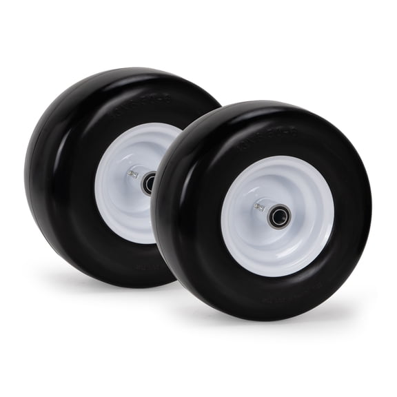 2 Pack 13x6.5-6 Flat Free Tire Wheel Rim Assembly for Zero Turn Lawn Mower Tractor Universal Fit