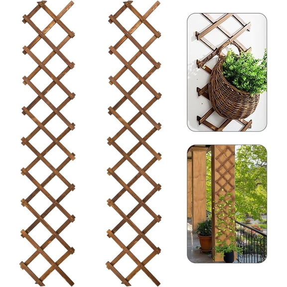 2 Pack 13x78 Inch Expandable Wood Wall Trellis for Climbing Plants Outdoor, Retractable Lattice Panels for Indoor Balcony Patio Garden, Willow Plant Support for Ivy Rose Vine