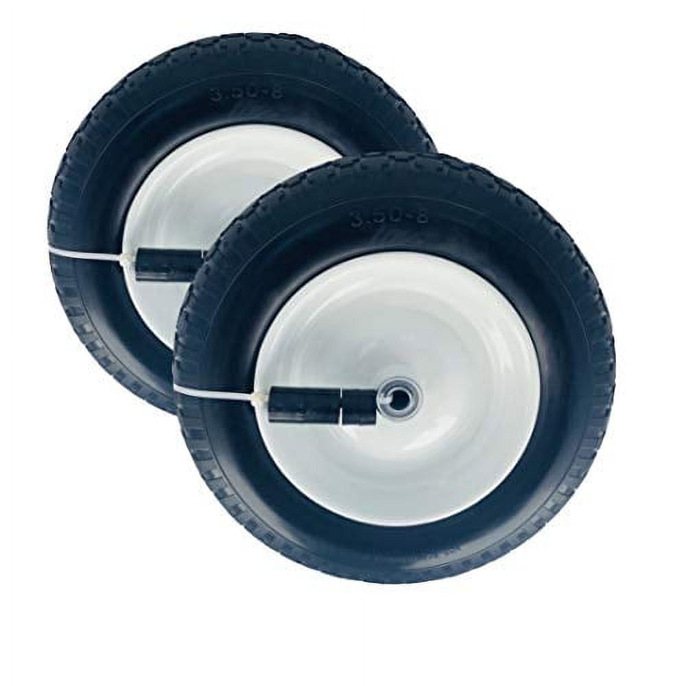 (2 Pack) 14" 3.508" Flat Free Tires Wheel Assemblies For Wheelbarrows