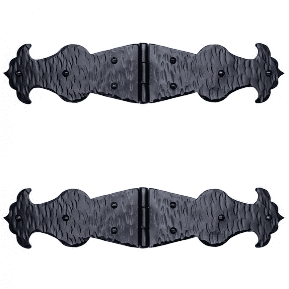 2 Pack 14.5 inch Faux Door Hinges Black Decorative Strap Hinge Wrought Iron Strap Barn Door Strap Hinges, Farm Gate Hinge, Carriage Door Hardware The Sierra Madre Series by Borderland Rustic Hardware