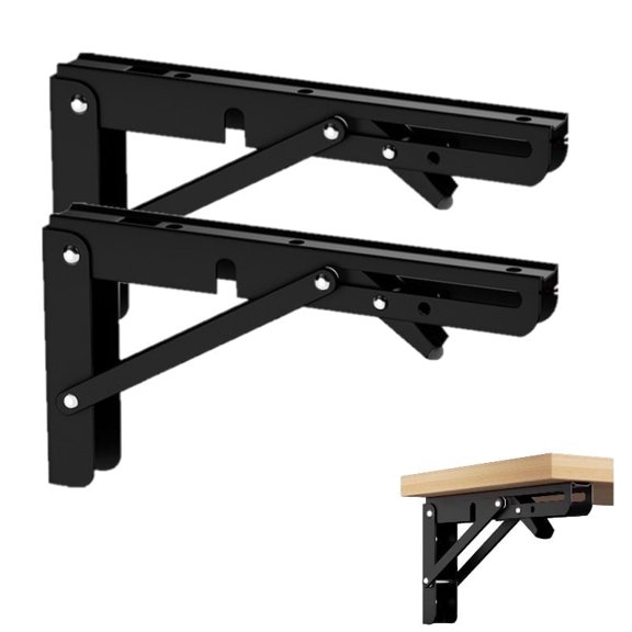 2 Pack 14" Heavy Duty Folding Shelf Brackets, 154 lb Load, Collapsible Wall Table