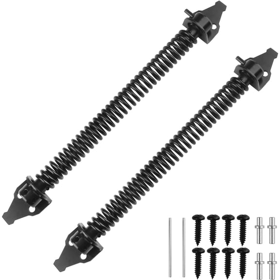 2 Pack 14 Inch Heavy Duty Self Closing Fence Gate Spring, Adjustable Automatic Gate Closure Hardware for Outdoor Wooden Gate and Vinyl Fence, Carbon Steel with Black Powder Coating, by