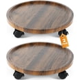 thumbnail image 1 of 2 Pack 14 Inch Wood Plant Caddy with 360 Degree Lockable Wheels, 1 of 7