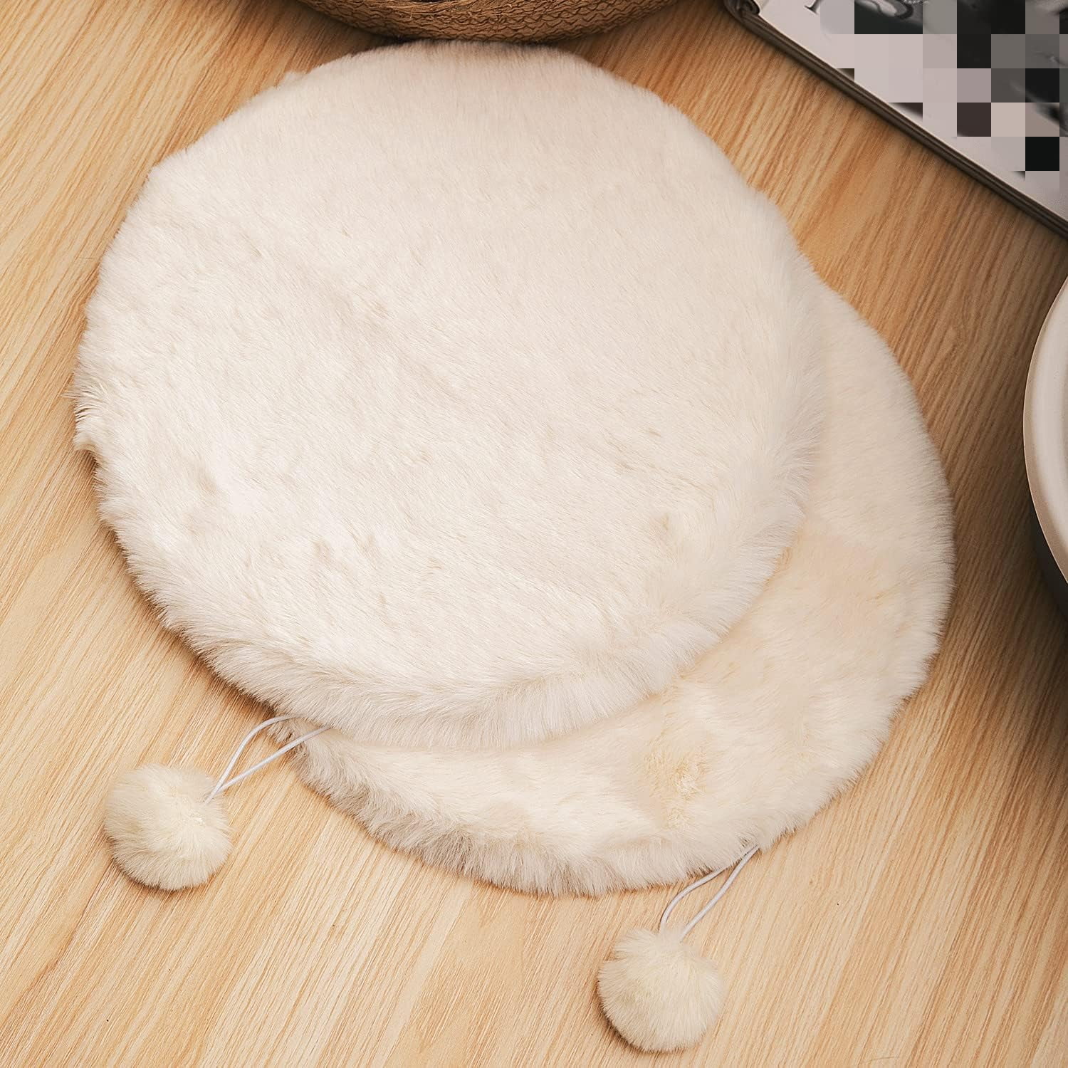 2-Pack 14" Round Faux Rabbit Fur Cat Dog Bed Cushion Pad Mat, Cat Tree Tower Replacement Cushion Pad for Window Perch Carrier House Cage Crate Kennel Furniture
