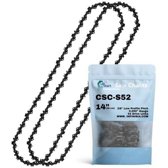 2-Pack 14-inch Chainsaw Chain Replacement for Poulan 3816 Chainsaws - S52 (14", 3/8" Low Profile Pitch, 0.050" Gauge, 52 Drive Links)