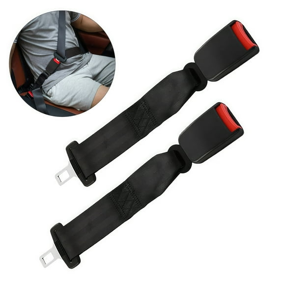 Riverwind Universal Adjustable Seat Belt Extender 14" Black with Easy to Access 2 Piece 2 Pack