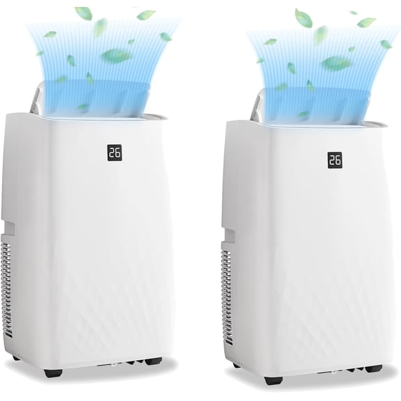 2 Pack 14000 BTU Portable Air Conditioner, 4-in-1 AC Unit with Dehumidifier, 3-Speed Fan & Sleep Mode, Quiet Portable AC with Remote & Window Kit for Rooms up to 750 Sq.Ft.