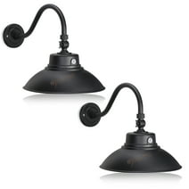 2 Pack - 14in. Black Gooseneck Barn Light LED Fixture for Indoor/Outdoor Use - Photocell Included - Swivel Head - 42W - 3800lm - ETL Listed - Sign Lighting - 3000K (Warm White)