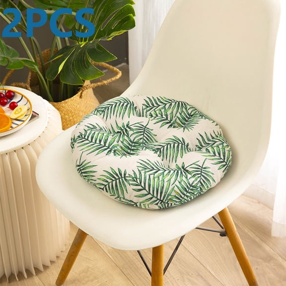 2 Pack 15.7 Inch Round Stool Cushions, Flock Non-Slip Thickened Sponge Seat Pads, All Season Round Chair Cushions for Bar Stools Kitchen Dining (Green)