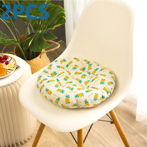 2 Pack 15.7 Inch Round Stool Cushions, Flock Non-Slip Thickened Sponge Seat Pads, All Season Round Chair Cushions for Bar Stools Kitchen Dining (Yellow)