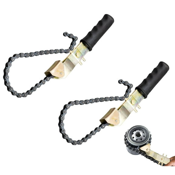 2 Pack 15" Heavy-Duty Oil Filter Chain Wrench for 4" Diameter Filters Rivet Locking Mechanism & Ideal for Chain Oil Filter Remover & General Maintenance Tasks