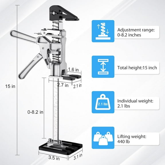 2-Pack 15" Heavy-Duty Stainless Steel Furniture Lifter with Ergonomic Handle & Quick-Release Buttons