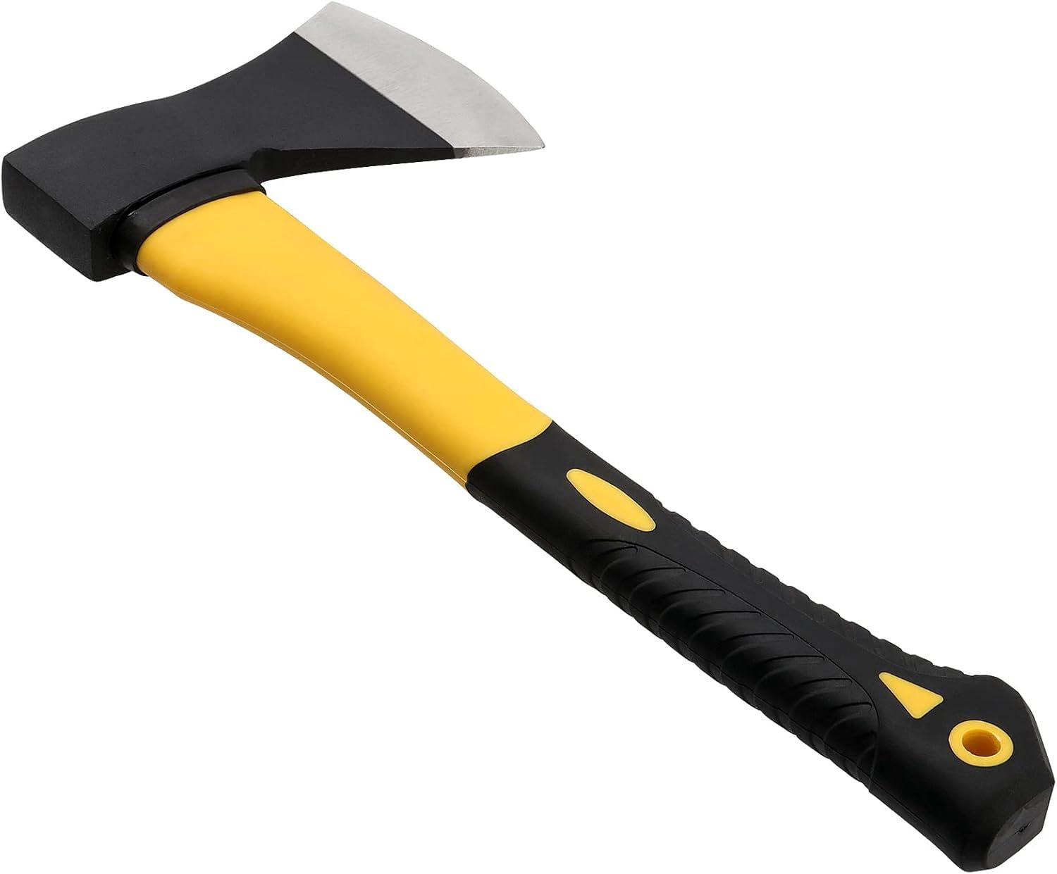 2 Pack 15 Inch Camping Chopping Axe Forged Carbon Steel Hatchet with Fiberglass Shock Reduction Handle Non Slip Grip Rubber Protective Cover for Wood Splitting Kindling Outdoor Use