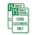 thumbnail image 1 of (2 Pack) 15 Minutes Parking - Store Customers Only | 12" X 18" Heavy-Gauge Aluminum Sign | Rust Free Aluminum, Weather Resistant, Waterproof, Fade Resistant, 2 Pre-drilled Holes, 1 of 4