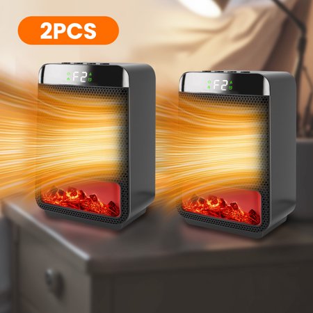 2-Pack 1500W Space Heater, Ceramic Small Fan Heater for Indoor Use, 2S Rapid Heating, Black