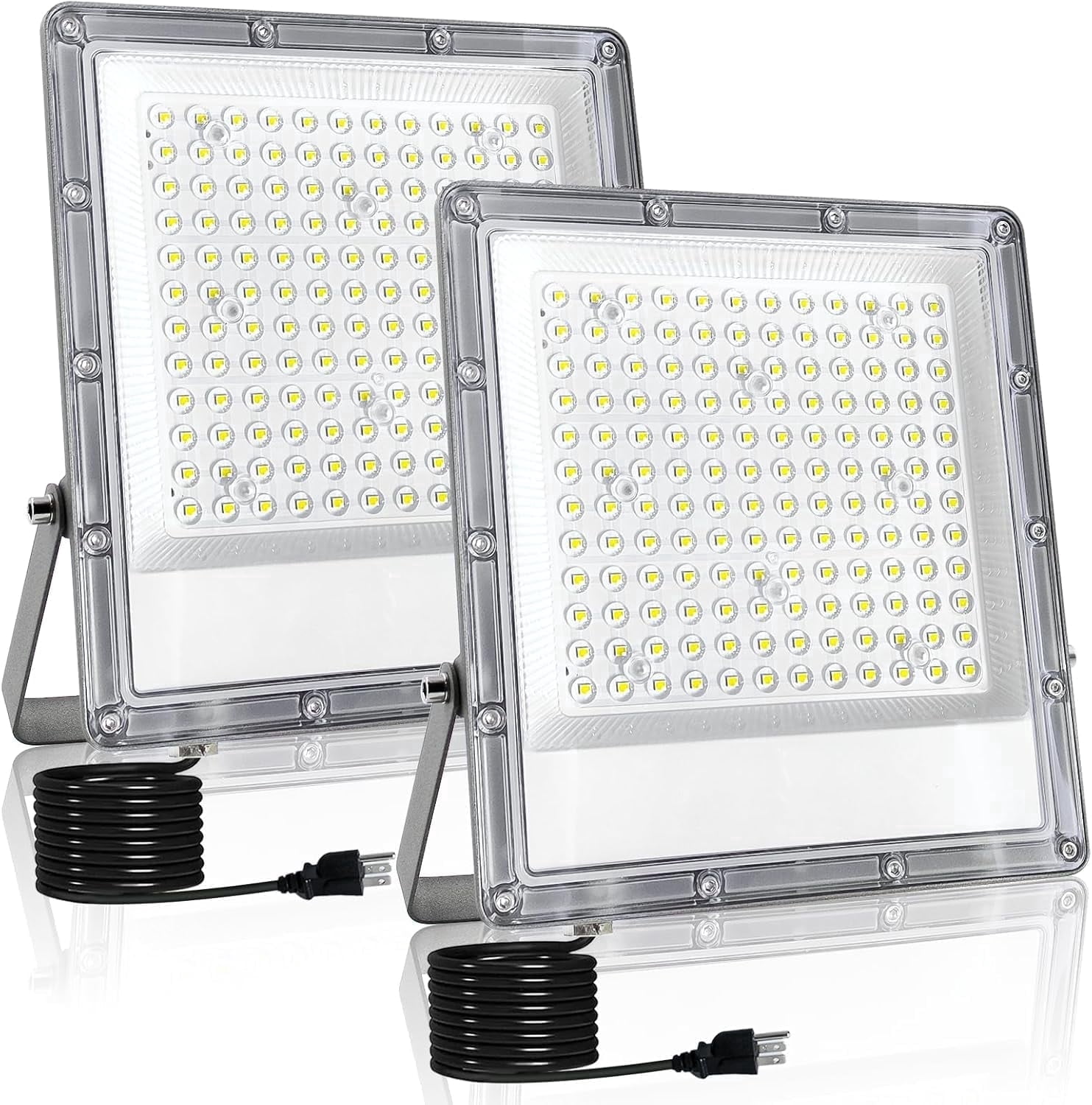Indmird 2 pack 150W Exterior LED Flood Light, IP66 Waterproof, 6500K, for Yard, Garden, Playground, Lawn, Garages, Stadium