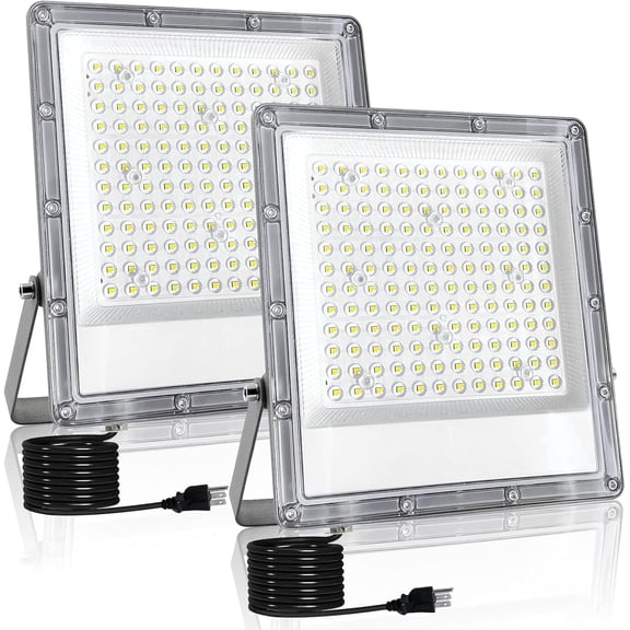 Indmird 2 pack 150W LED Exterior Flood Light Outdoor, IP66 Waterproof, for Yard, Garden, Playground, Lawn, Garages,Basketball Court, Stadium