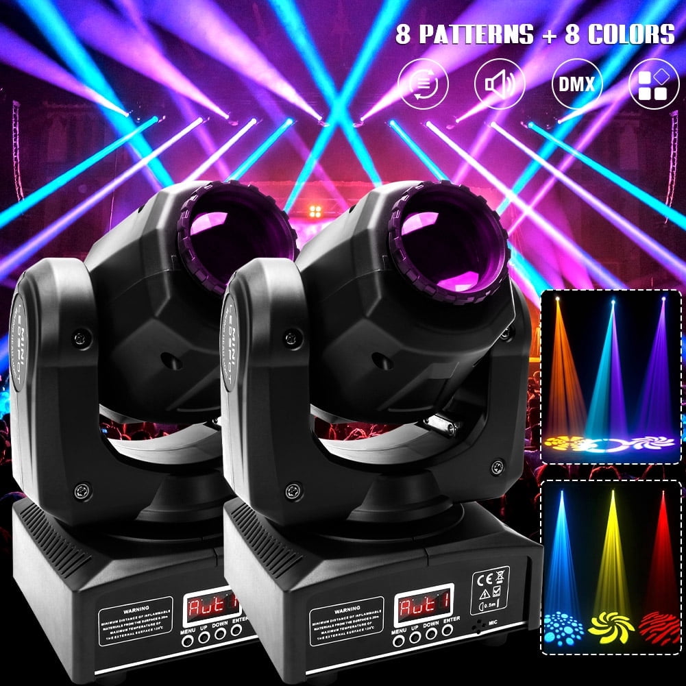 2-Pack 150W Mini Beam LED Moving Head DJ Lights - 12CH DMX512 Sound Activated for Disco Party Stage Lighting