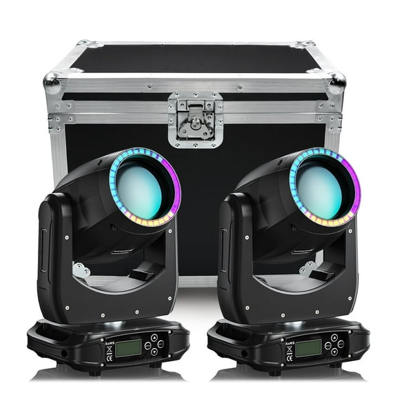 2 Pack 150W Moving Head DJ Lights Spotlights 15 Gobos 13 Colors 16 Channels DMX 512 with Sound Activated with Case