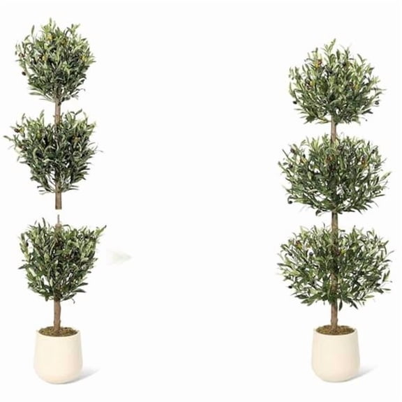 2-Pack 150cm Artificial Spherical Olive Tree, Realistic Leaf Fruit Moss Potted Fake Plant, Easy Care Decor Greenery for Living Room Office Balcony Home Space