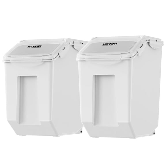 2-Pack 15L Ingredient Storage Bin Airtight Pet Food Container with Casters & Measuring Cups