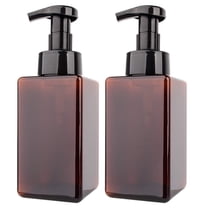 2 Pack 15oz Foaming Soap Dispenser Refillable Plastic Pump Bottles Amber Brown Foam Hand Soap Containers for Bathroom Kitchen