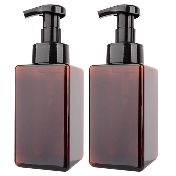 2 Pack 15oz Foaming Soap Dispenser Refillable Plastic Pump Bottles Amber Brown Foam Hand Soap Containers for Bathroom Kitchen
