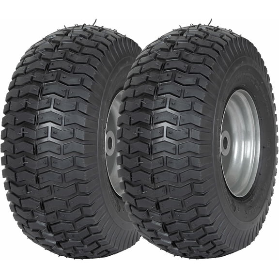 2 Pack 15x6.00-6 Lawn Mower Tires with Rim, 3 Inch Hub Length & 3/4 Inch Bushing, Pre-Mounted Front Wheel Tire Assembly for Riding Lawn Mowers & Garden Tractors