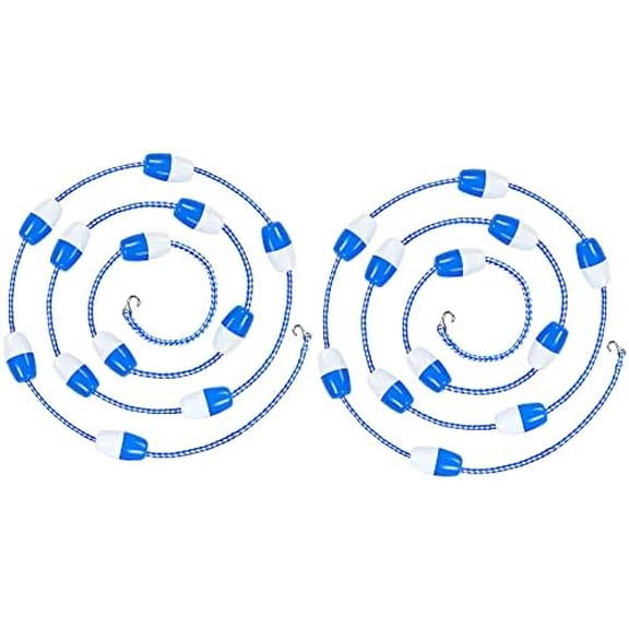 2 Pack 16-20ft Swimming Pool Safety Divider Rope, Adjustable Length Lane Divider with 2 Pre Assembled Stainless Hooks and 12 Bi Tone Floating Buoys for Effective Visibility$$Garden & Patio