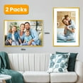 thumbnail image 1 of 2 Pack 16×24in Picture Frames TeqHome Display Pictures 20.5x12.4 with Mat or 23.6x15.4 Without Horizontal and Vertical Wall Gallery Photo Frames Gold, 1 of 12