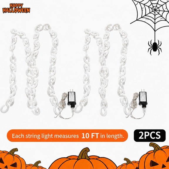 2 Pack 16.4 ft Halloween Chain Lights, Orange Halloween Lights