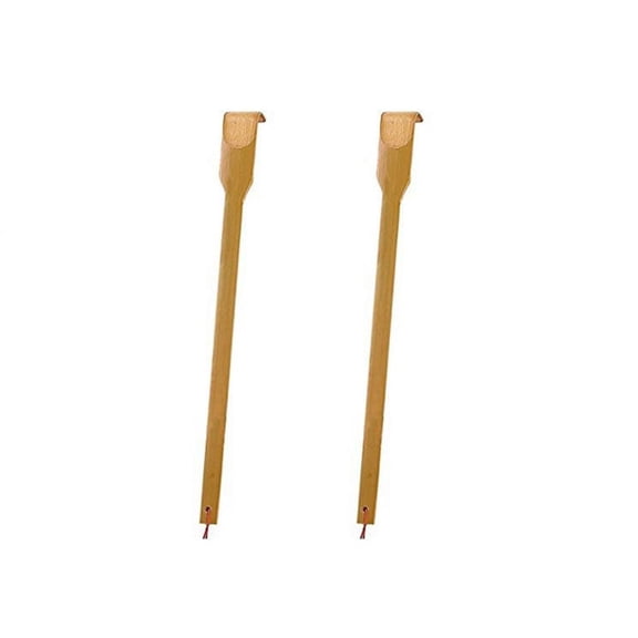 2 Pack 16.5 Inch Bamboo Back Scratcher, Handmade Natural Wooden Long Handle Relief Tool, Traditional Massager for Adults Elderly, Lightweight with Hanging Hole