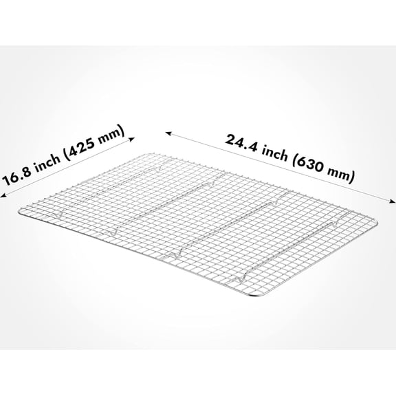 2 Pack 16.8" X 24.4" Chef Cooling Rack,NSF Listed 18/8 Stainless Steel Oven Safe Grid Wire Cookie Cooling Racks for Baking & Cooking - Commercial Grade comes with Lifting Handl