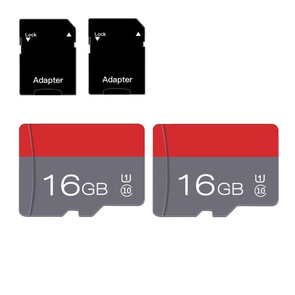 2 Pack 16 GB Micro Memory Card with Adapter, TF Memory Card Class 10, Mini Memory Card for Smartphone/Tablet/Camera/Personal Computer (16GB*2)
