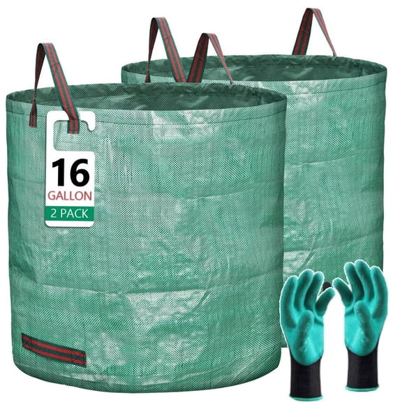 2 Pack 16 Gallon Reusable Yard Waste Bags Heavy Duty Lawn and Leaf Bags Yard Waste Container Garden Grass Bags