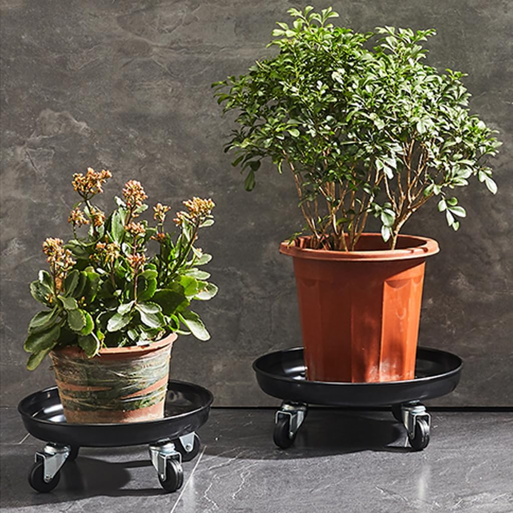 12 Inch Plant Dolly With Wheels 3-Pack - 200lb Capacity Metal Plant Caddy With Locking Casters
