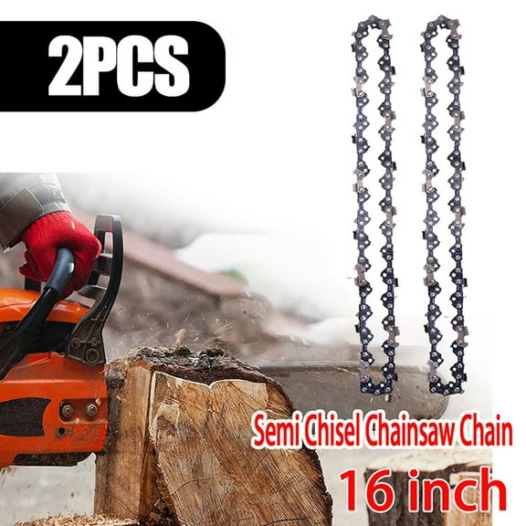 2 Pack 16 Inch Chainsaw Chain Blade 56 DL Drive Links Pitch 3/8" LP 0.050" Gauge Semi Chisel Garden Wood Cutting Pruning Accessories