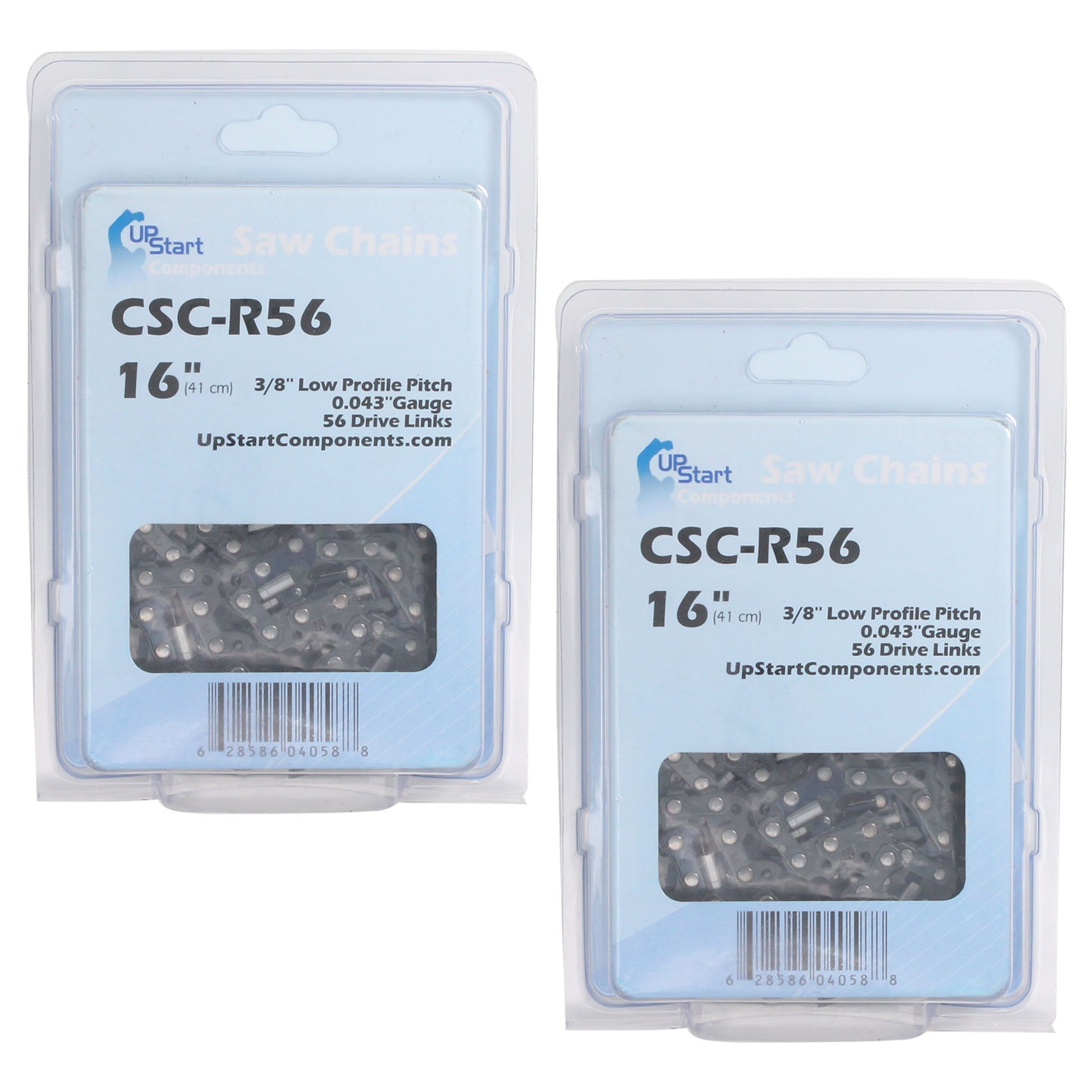 2-Pack 16-Inch Chainsaw Chain Replacement for EGO CS1604 56V Lithium-Ion - (16", 3/8", .043", 56 DL)
