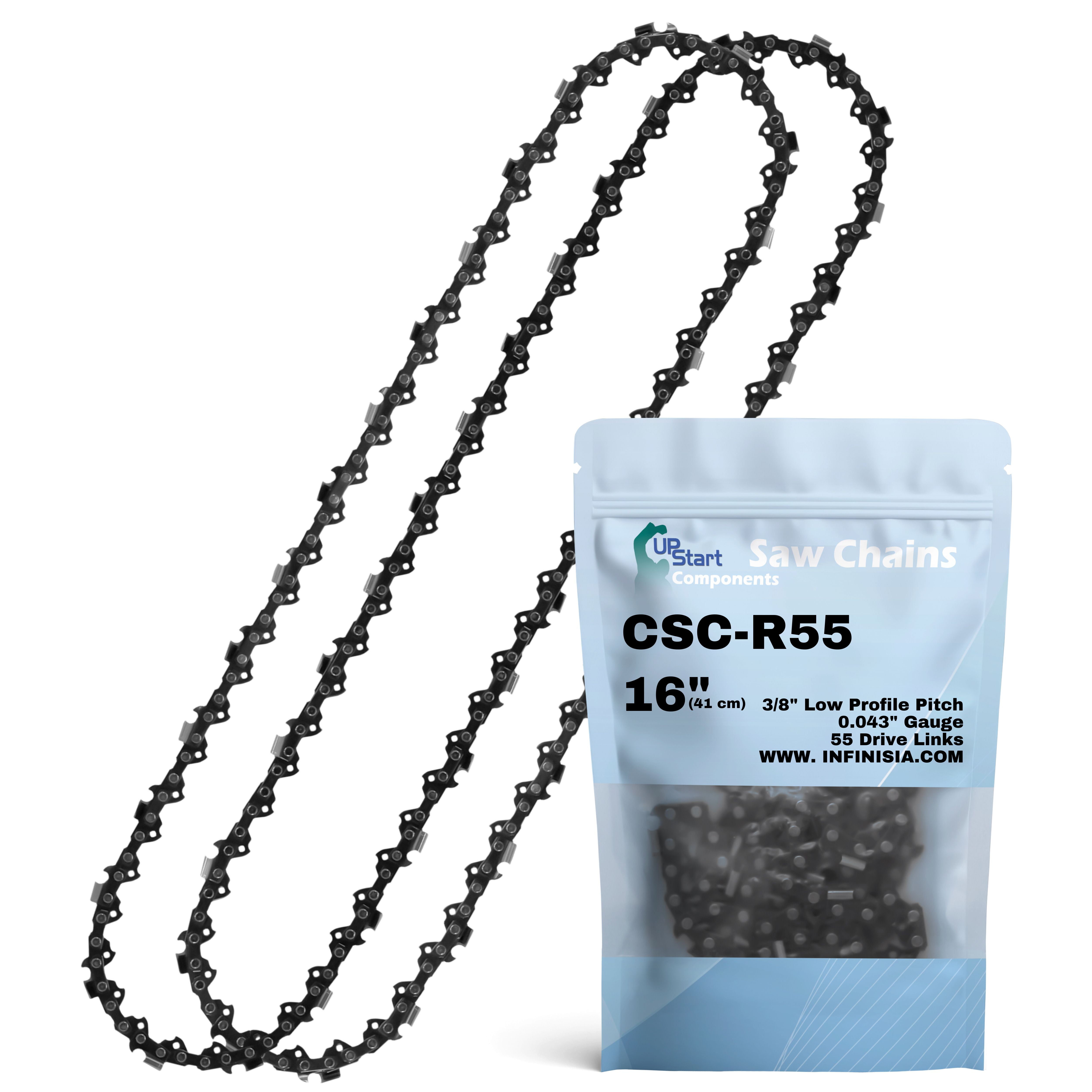 2-Pack 16-Inch Chainsaw Chain Replacement for Stihl MS 171 - R55 (16", 3/8", .043", 55 Drive Links)
