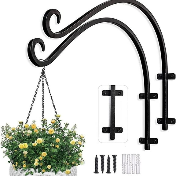 2 Pack 16 Inch Plant Hangers Outdoor Heavy Duty Hanging Bracket Hook for Flowers Pots Bird Feeder Lanterns