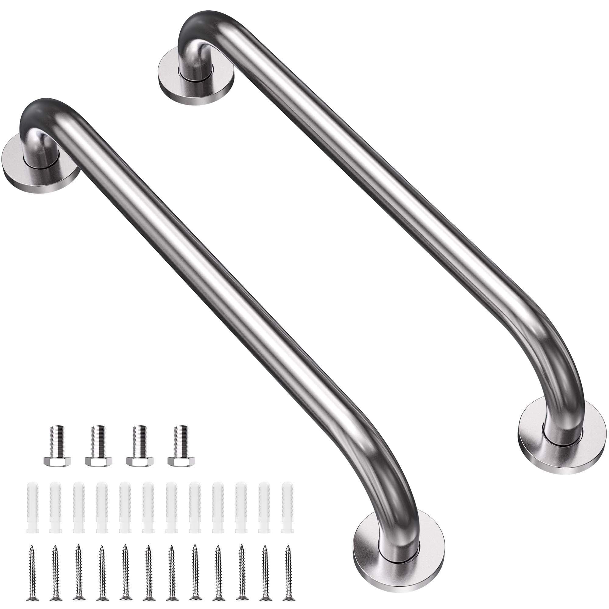 2 Pack 16 Inch Shower Grab Bar, Stainless Steel Bathroom Grab Bar Handle, Bath Handle, Safety Hand Rail Support for Handicap, Elderly, Injury, Senior, Silver