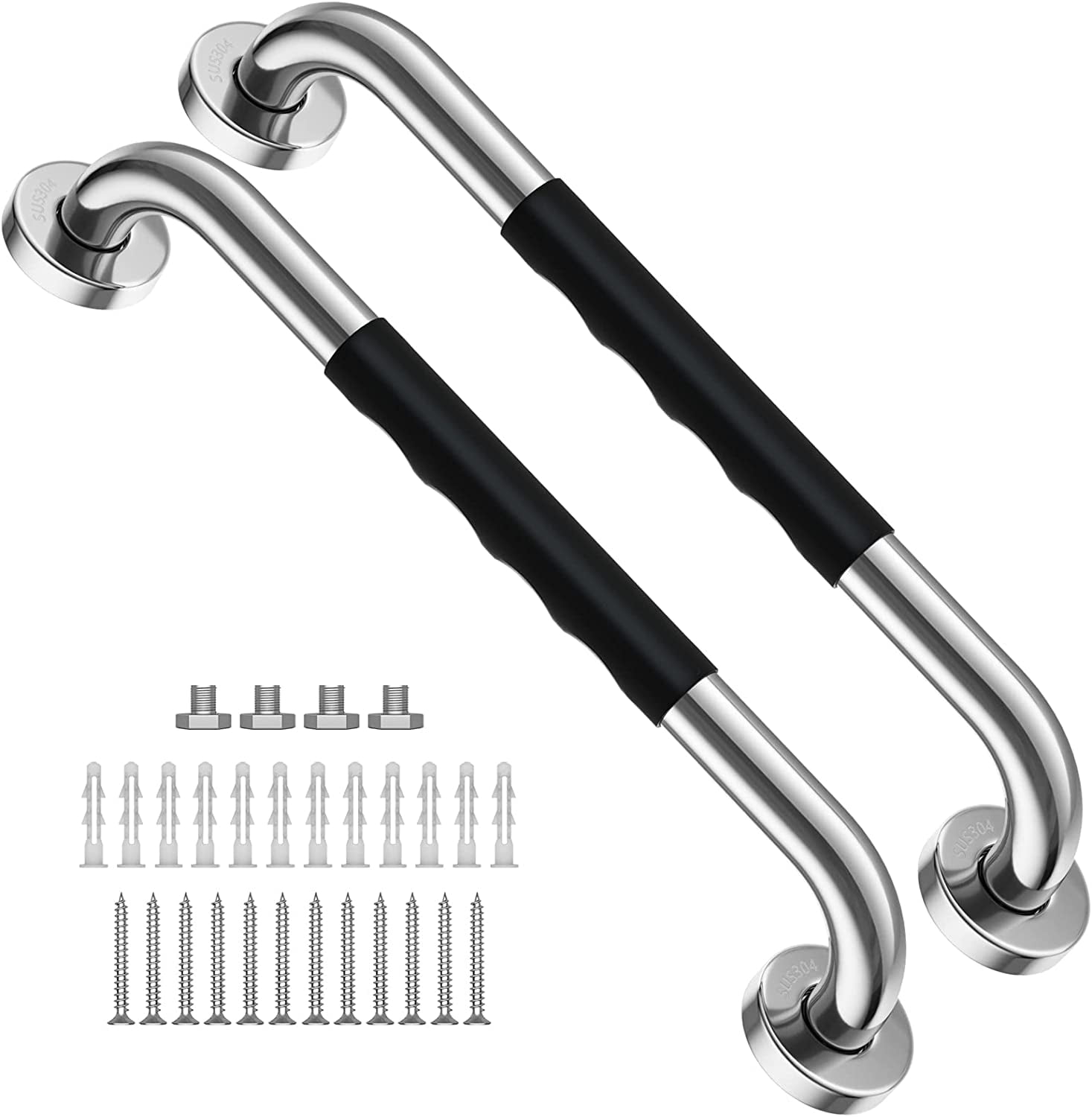 2 Pack 16 Inch Shower Grab Bar w/ Anti Slip Rubber Grip,ZUEXT SUS304