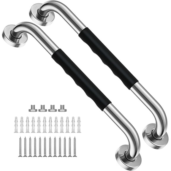 2 Pack 16 Inch Shower Grab Bar w/ Anti Slip Rubber Grip,ZUEXT SUS304 Stainless Steel Bath Grab Bar,Bathroom Balance Bar,Wall Mount Safety Handrail Support,Handicap Injury Elderly Senior Assist Handle