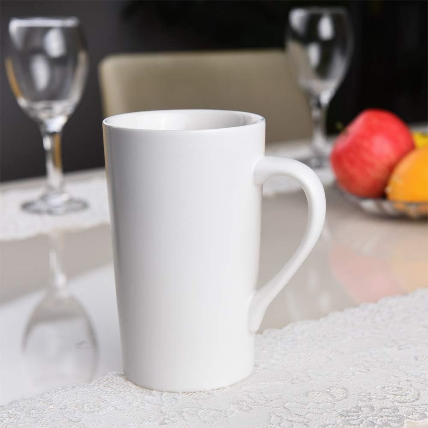 2 Pack 16 OZ Coffee Cup Simple Pure White Ceramic Cup Plain Large Tall White  Ceramic Milk Tea Coffee Mug with Handle - Walmart.com