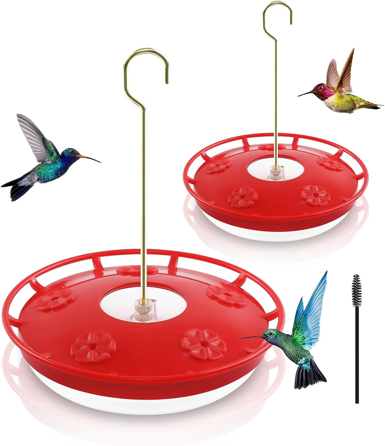 2 Pack 16 OZ Hummingbird Feeders for Outdoor 5 Feeder Ports Ant Bee