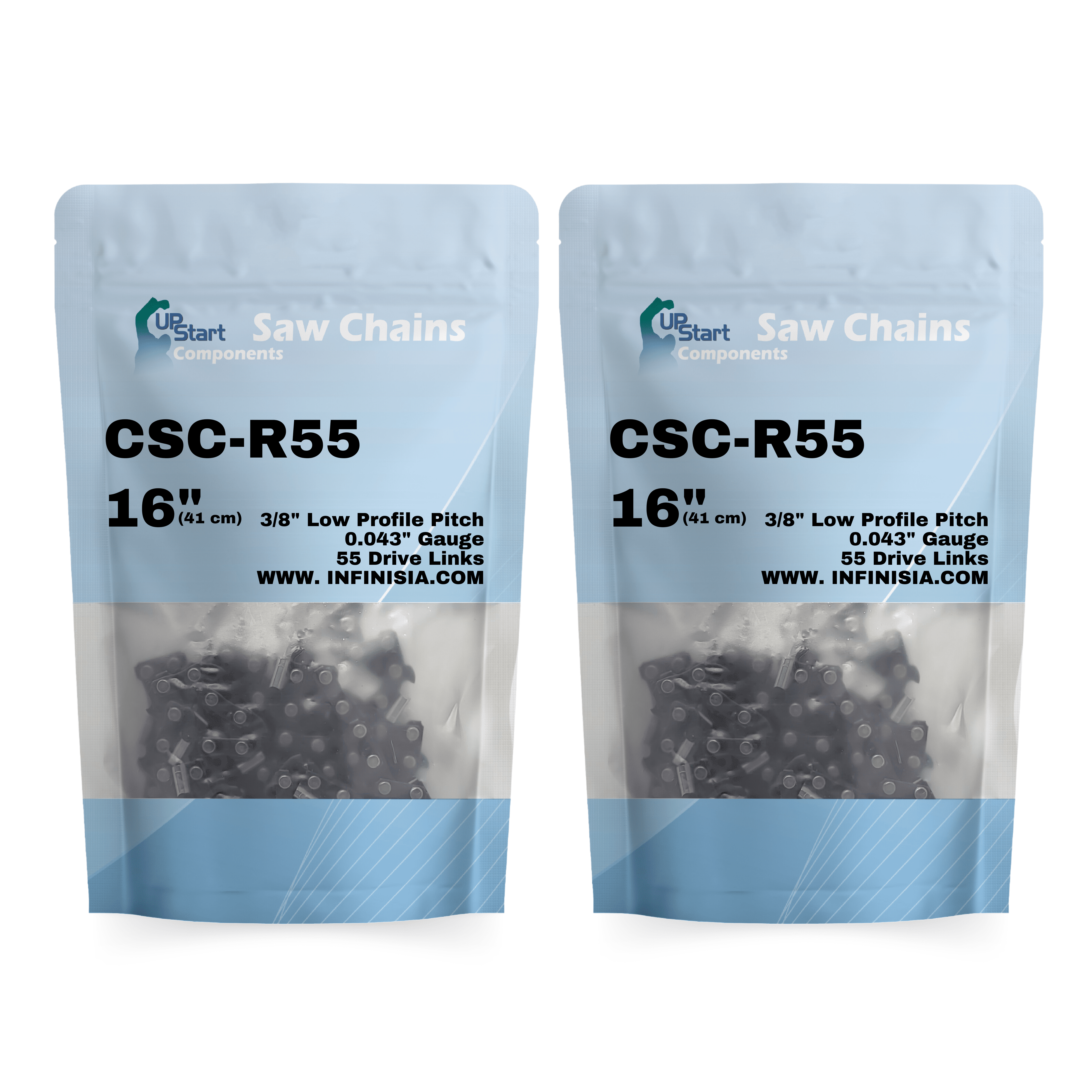 2-Pack 16-inch Chainsaw Chain Replacement for Stihl MS 170 chain - R55 (16", 3/8", .043", 55 Drive Links)