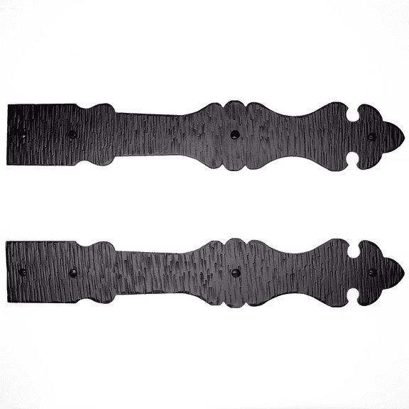 2 Pack 16 inch Faux Door Hinges Black Decorative Strap Hinge Wrought Iron Strap Barn Door Strap Hinges, Farm Gate Hinge, Carriage Door Hardware The Iberian Series by Borderland Rustic Hardware