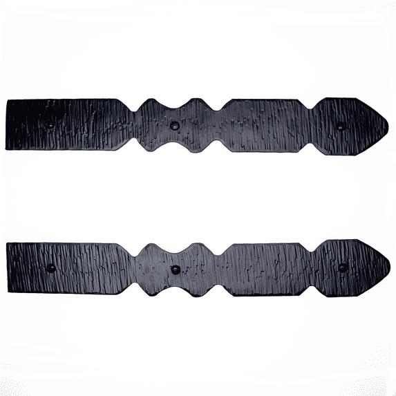 2 Pack 16 inch Faux Door Hinges Black Decorative Strap Hinge Wrought Iron Strap Barn Door Strap Hinges, Farm Gate Hinge, Carriage Door Hardware The Nuevo Leon Series by Borderland Rustic Hardware