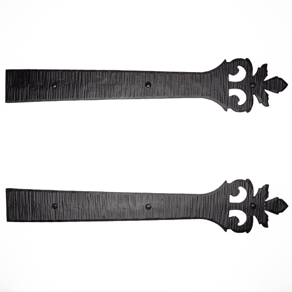 2 Pack 16 inch Faux Door Hinges Black Decorative Strap Hinge Wrought Iron Strap Barn Door Strap Hinges, Farm Gate Hinge, Carriage Door Hardware The Tuscan Series by Borderland Rustic Hardware